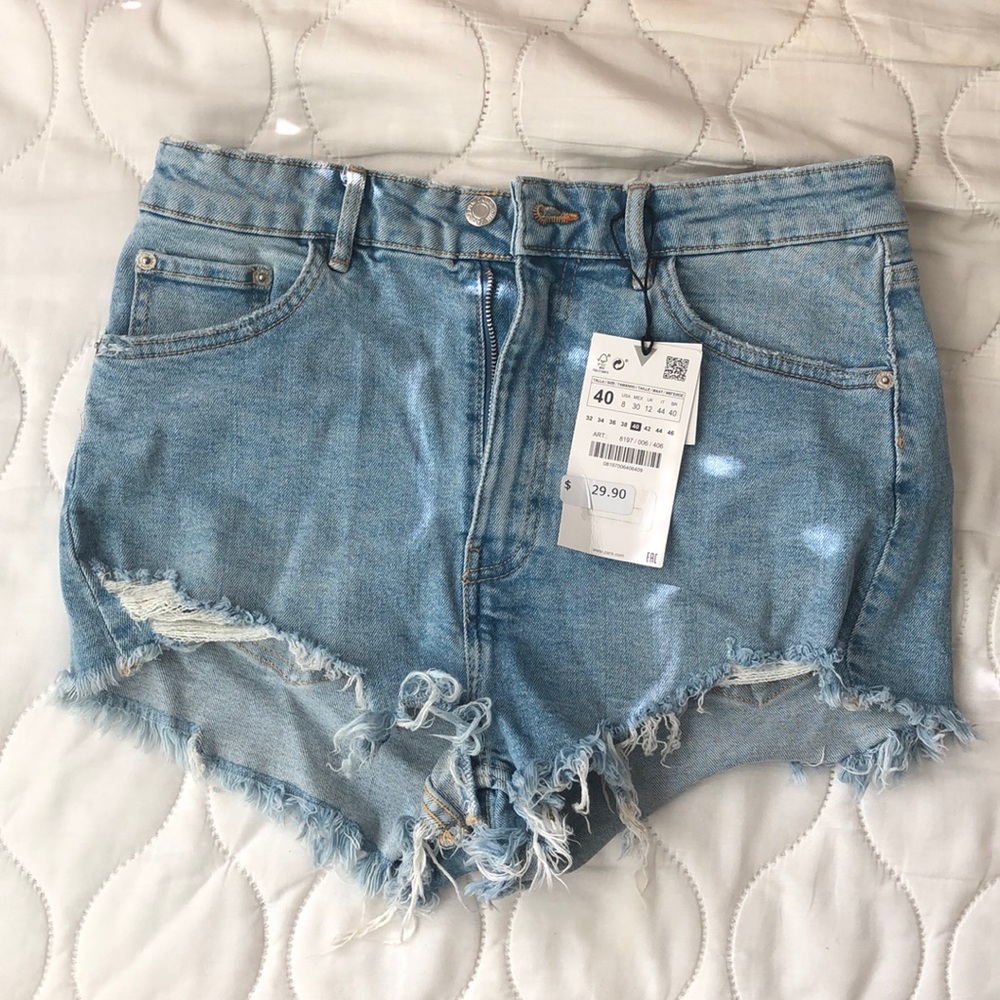 Distressed jean shorts